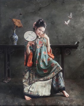 gorrión niña china Pinturas al óleo